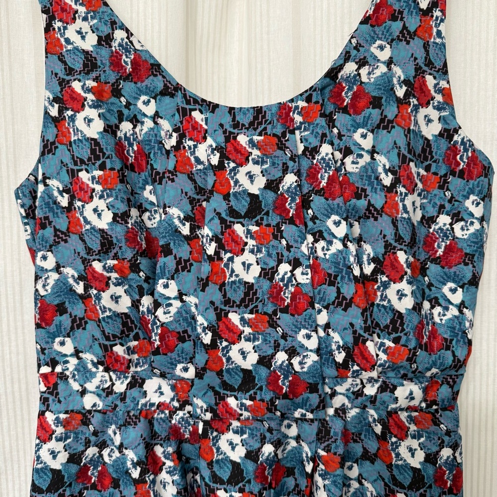 Abstract Geometric Scoop Neck Midi Dress with POCKETS - Picture 2 of 7